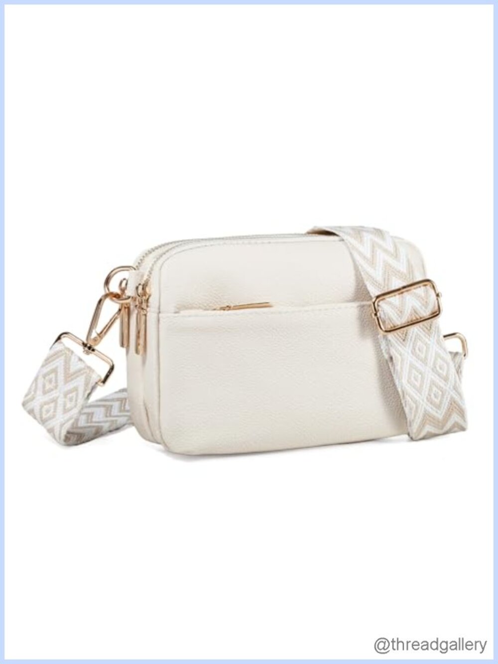 Small Vegan Leather Crossbody Bag with 3 Zipper Pockets